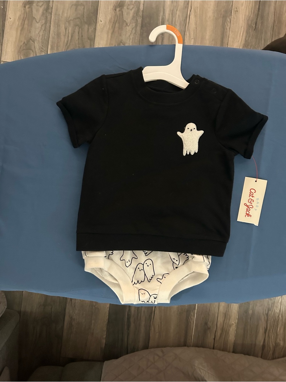 Cat & Jack Black Short-Sleeve Tee with White Ghost Bodysuit
